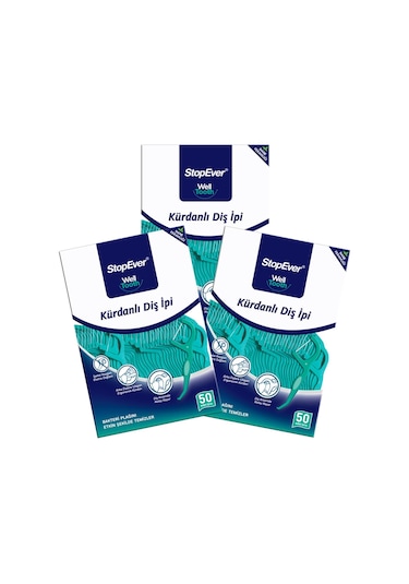 Stopever Well Tooth Kürdanlı Diş İpi & Nane Ferahlığı 3 x 50'li