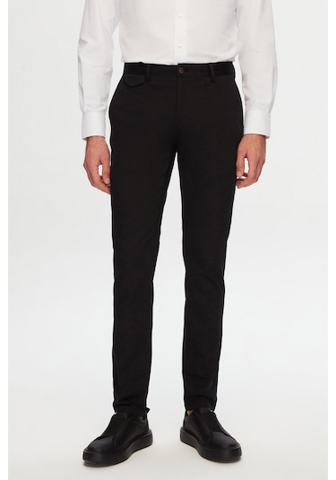 Twn Slim Fit Siyah Armürlü Chino Pantolon 6ecc3s208232m 001