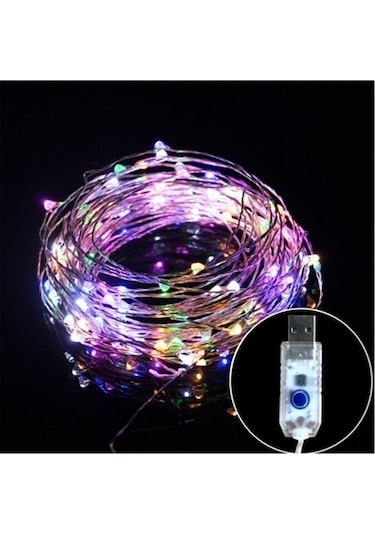8 Modlu Usb'li Kumandalı Peri Led 5 Metre Beyaz - Renkli