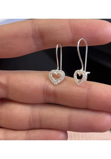 Silver Point Zirkon Taşlı Kalp Gümüş Küpe