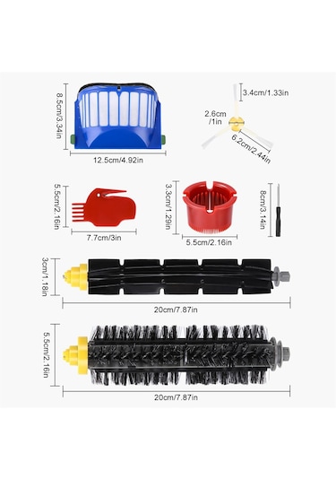Xurunkeji İrobot Roomba 600 Serisi 605 606 Ve 500 Serisi 564 585 595 İçin Yedek Parça Fırçalar, Filtre, Fırça Aksesuar Seti