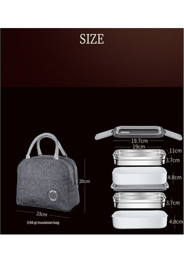 Xurunkeji 304 Paslanmaz Çelik Öğle Yemeği Kutusu Mikrodalga Taşınabilir Ağ Bento Gıda Saklama Kabı Beyaz