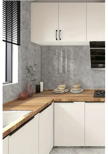 10 Adet 60x30 Kendinden Yapışkanlı Gri Pvc Duvar Paneli Gri