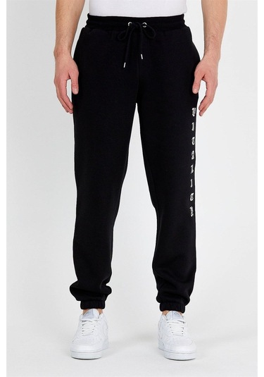 Jahr Marc Baskılı Oversize Siyah Erkek Eşofman Altı Siyah