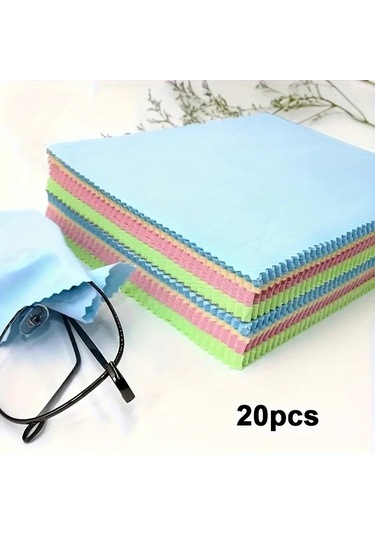 Fochsia 20 Parça Karma Renk Süet Gözlük Temizleyici Mikrofiber Lens Cep Telefonu Temizlik Bezi