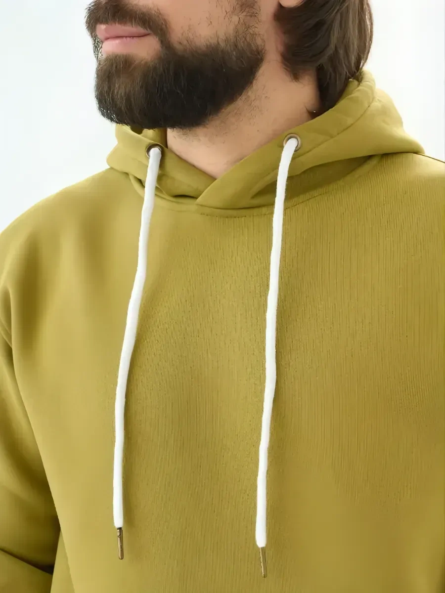 Uzcotton Fırçalı Kapüşonlu Haki Sweatshirt 14704873 Khaki