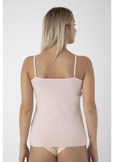 Kadın Likralı İnce Askı Dantelli Pembe Atlet C9t0n0o108 001