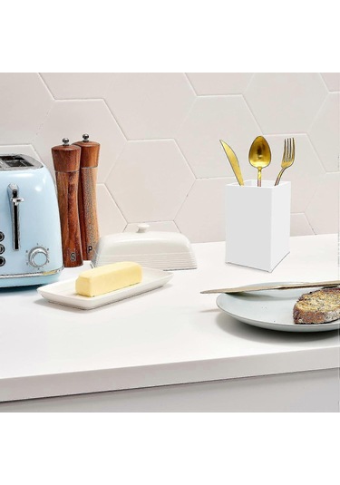 Ganzhoushop Paket Şeffaf Akrilik Kalem Kalem Tutucu Bardak,masa Aksesuarları Tutucu,makyaj Brh Depolama Düzenleyici,ofis İçin Modern Tasarım Masaüstü Kırtasiye Düzenleyicibeyaz