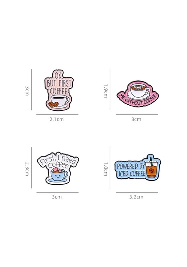 Sevimli Çizgi Film Kahve Emaye Broş Yaratıcı Ingilizce Harfler Kısa Cümleler 3 3 Çok Renkli