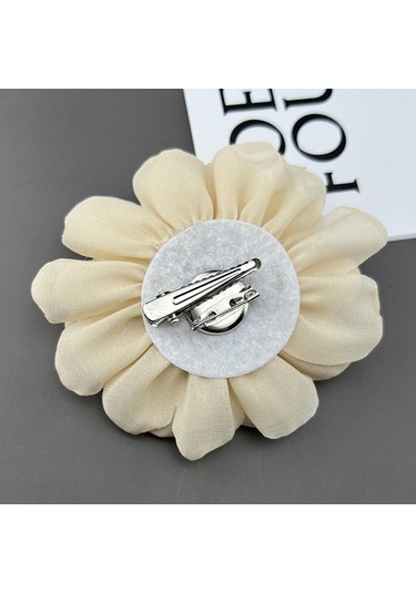 Homyl Kadınlar Için Çiçek Broş Rozeti Büyük Dans Ziyafeti Bej
