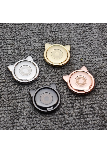 Symbee Gümüş Metal Kedi Kulaklı Çubuk Tutucu Telefon Tutucu 360 Döner Kartoon Arka Yapışkan Ev Kullanıma Uygun Kolay Kullanım