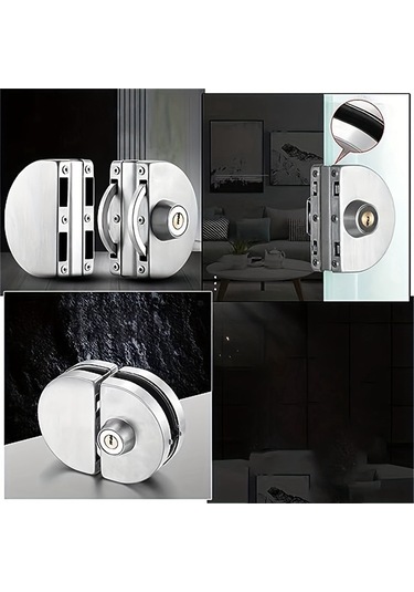 Nayomiglow Cam Vitrin/vitrin Kilitleri Paslanmaz Çelik Çift Kapı Delmeye Gerek Yok 2 Anahtarlı Kolay Kurulumlu Ev Aleti