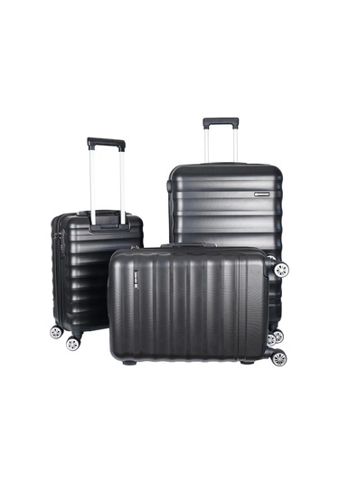 Vegmann Delphin Siyah 3 Lü Valiz Seti Siyah