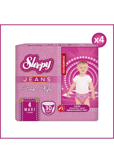 Sleepy Pink Jeans Külot Bez 4 Numara Maxi 4 Lü Jumbo 120 Adet