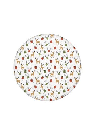 Noel Desenli Yuvarlak Elastic Masa Örtüsü, 45-52 İnç, Suya Dayanıklı, Piknik Ve Kamp İçin Noel Geyik Hediyesi