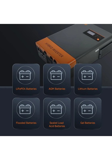 Powermr Pro 6200lıp Hibrit Güneş İnvertörü 48v 6.2kw Mppt 60-500v Lifepo4 Lion Pow-hvm6.2k-48v-lıp