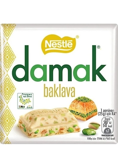 Nestle Damak Antep Fıstıklı Baklavalı Beyaz Çikolata 60gr 6 Adet