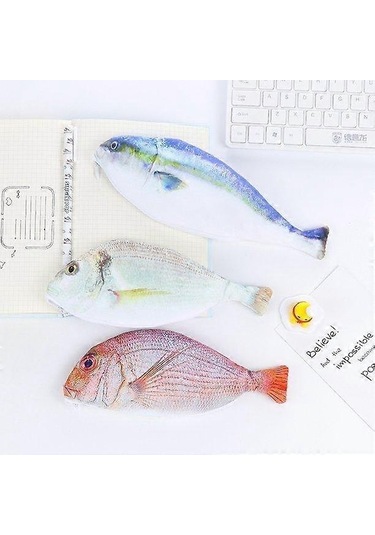 Yaratıcı Hediye Balık Şeklinde Kalem Çantası Kalem Kutusu Fermuarlı Kese Okul Kırtasiye Simülasyonu Tuzlu Balık Deniz Balığı Kalem Kutusu 2 Adet D- Whitebait Lüfer Çok Renkli