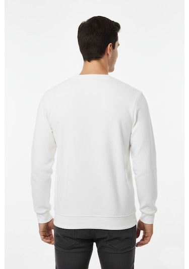 Baglan Erkek Sıfır Yaka Sweatshirt Bgl-st04863 Ekru
