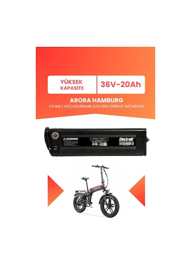 Arora Hamburg Uyumlu 36v 20ah Elektrikli Bisiklet Bataryası Siyah
