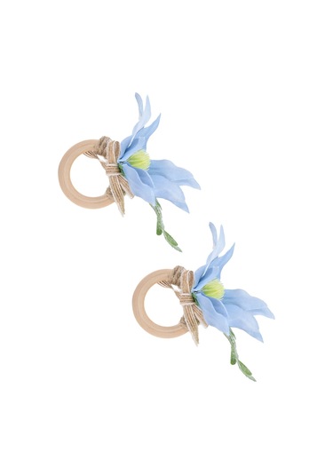 Shineyee Mavi Cactus Desenli 2 Adet Çaylak Ağaçlı Servis Yemek Bezi Çemberi - Ev, Otel, Partiler İçin Zirve Dekorasyon Cjk-6625 Diğer