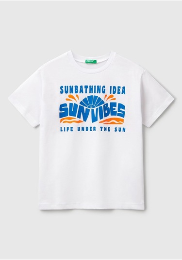 Benetton Erkek Çocuk Beyaz Bnt-b Tshırt Beyaz