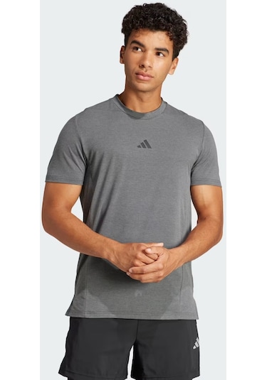 Adidas Designed For Training Erkek Gri Yuvarlak Yaka Tişört IS3809 Gri