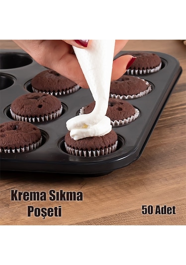 Porsima 165 50 Adet Krema Sıkma Torbası Kek Pasta Krema Poşeti