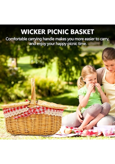Xiaaokeji Kapaklı Ve Saplı Country Tarzı Hasır Piknik Sepeti Sepet Diğer