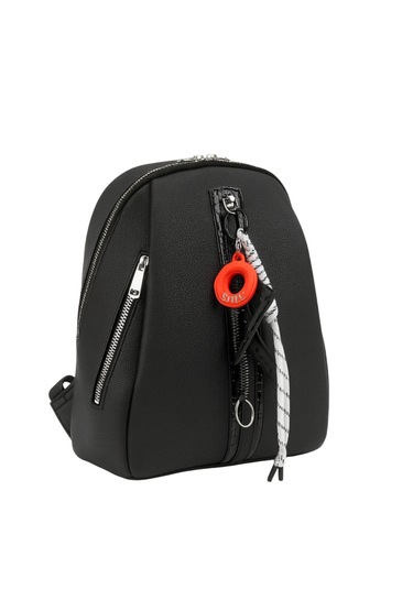 Kadın Sırt Çantası Su Geçirmez Siyah Deri Siyah