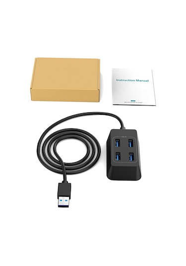 Maiyame 4 Portlu Usb 3.0 Huba: 5gbps Hızlı Veri Transferi, 1m Kablolu, Taşınabilir, Windows/macos Uyumlu, Siyah