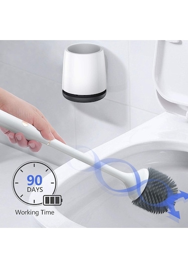 Bloomnest Lebıhmurah Bf845 Elektrikli Tuvalet Fırçası, Otomatik 360 Döner Scrubber, Banyo Temizleme Seti Beyaz