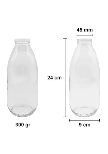 Rotanev 2 Adet Beyaz Plastik Kapaklı 1 Litre Şeffaf Sürahi Süt, Ayran, Su, Limonata Meşrubat Şişesi Cam Şişe