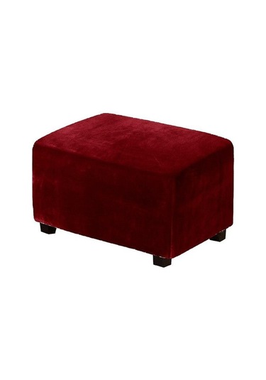 Bordo 4 Boyutları Kadife Dayanıklı Özelleştirilmiş Streç Ayak Dayama Osmanlı Kapak Katlanır Depolamalı Tabure Mobilya Koruyucu Dikdörtgen Slipcover S