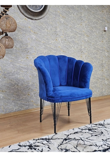 Tekli Siyah Boyalı Tel Ayak Papatya Çay Seti Koltuk Tekli Berjer 001