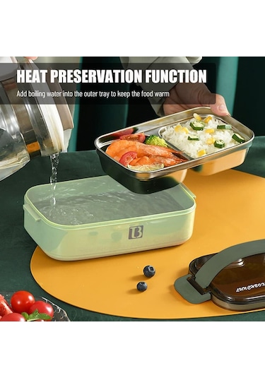 Geeroyoo 1.4l Paslanmaz Çelik 3 Bölmeli Taşınabilir Yemek Kabı - Sızdırmaz, Isı Koruyucu, Çocuk Ve Yetişkinler İçin Diğer