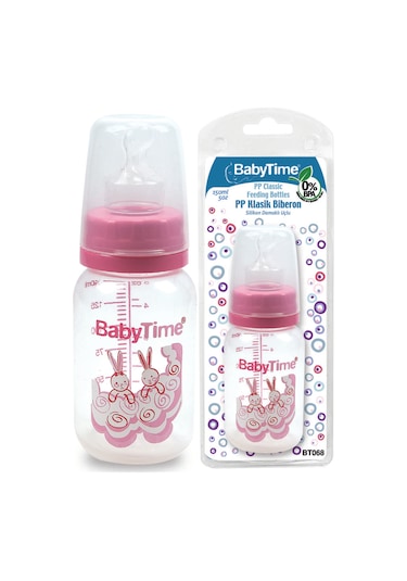 Baby Time Klasik Silikon Damak Uçlu PP Biberon 150 ML