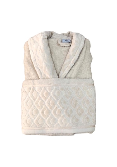 Royam 2 Parça %100 Pamuklu Kısmı Kadife Tek Kişilik Bornoz Seti Bej