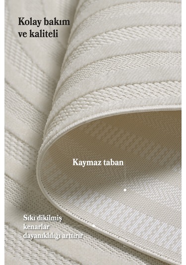 Modern Halı Yıkanabilir Halı Kaymaz Tabanlı Halı Dokuma Halı Salon Halısı Mutfak Halısı Sisal Yolluk Krem