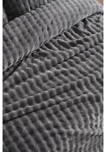 Bubble Battaniye Seti Tek Kişilik Gri Gri