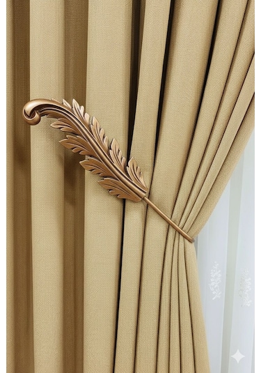 Fon Perde Toplayıcı Yaprak Renso 2 Adet 1sağ-1sol Bronz