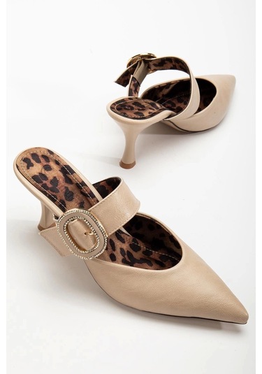 Yote Bej Cilt Topuklu Terlik Çok Renkli