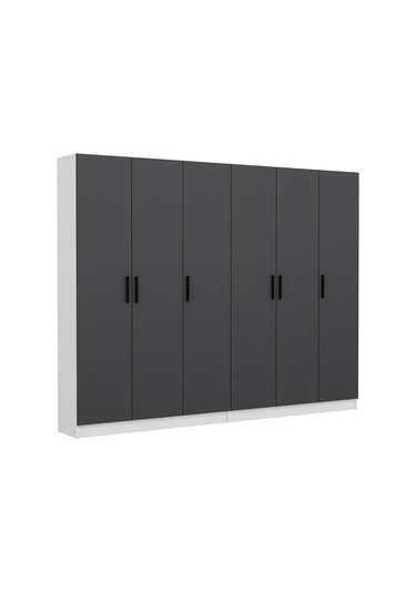 Minar Kale 210 Cm 6 Kapaklı 2b Raf Portmanto Beyaz Antrasit