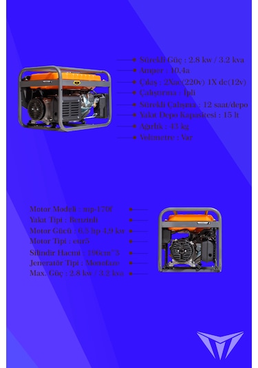 Megasan MPJ-4000 Benzinli Jeneratör