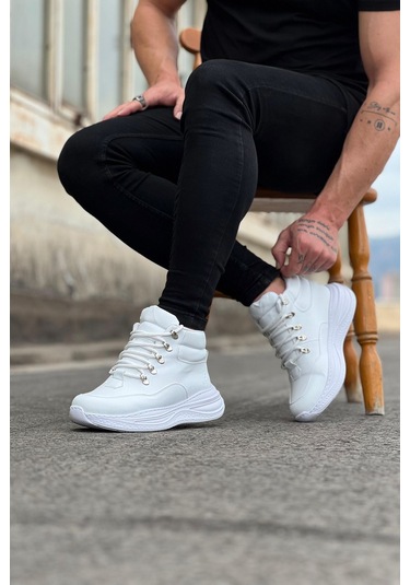 Wagoon Wg035 Beyaz Yüksek Taban Yarım Bilek Bot Beyaz