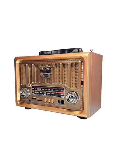 Ns-8891 Orta Boy Retro, Nostaljik, Ahşap Tasarım Bluetooth Hoparlörlü, Şarjlı, Taşınabilir Fm/am Destekli Radyo-442