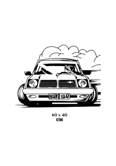 Drift Modifiyeli Araba Duvar Dekor Sticker 60 X 40 Cm