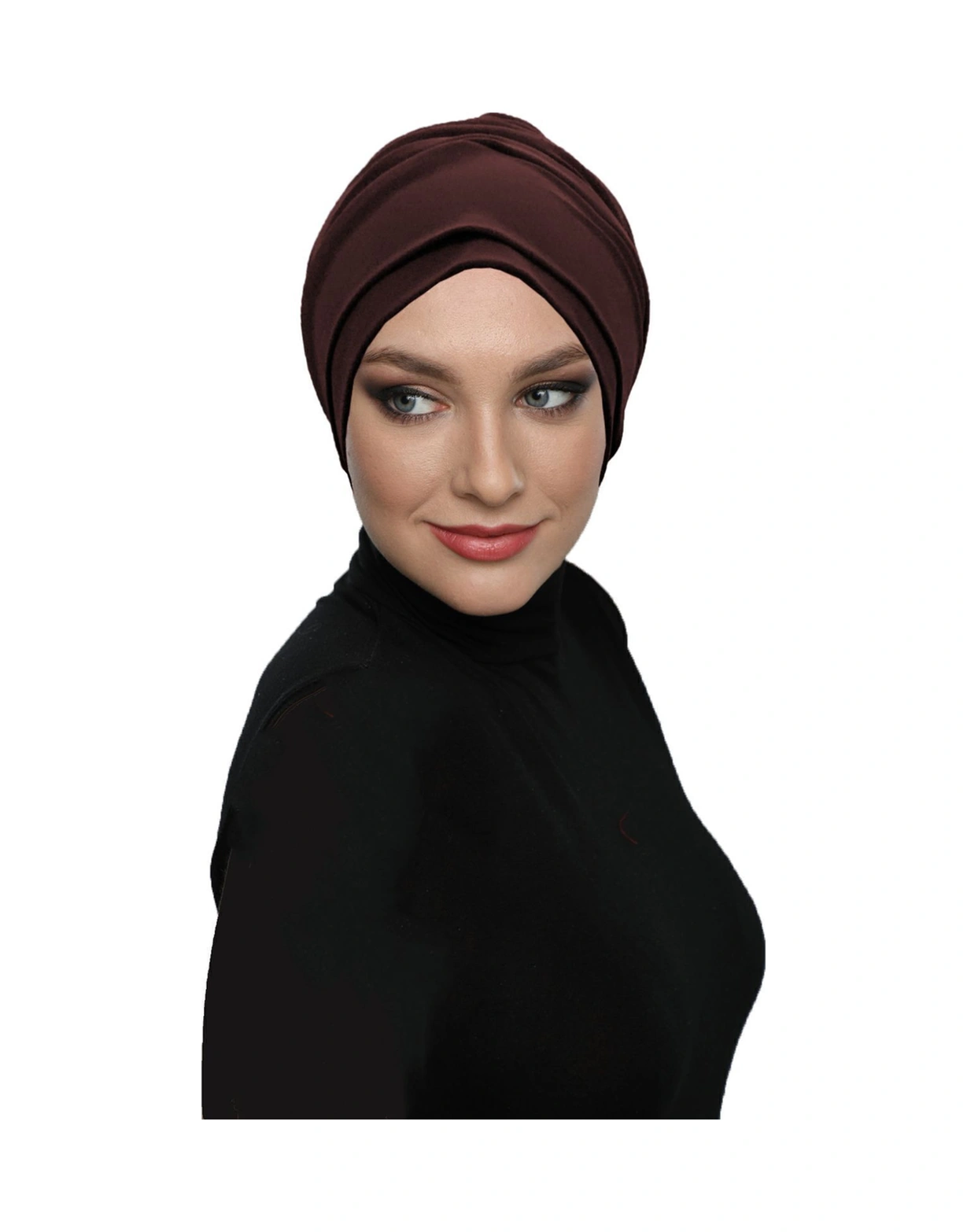 Çift Katlı Astarlı Kahve Hazır Türban Tesettür Dış Ve Havuz Bonesi Kahve