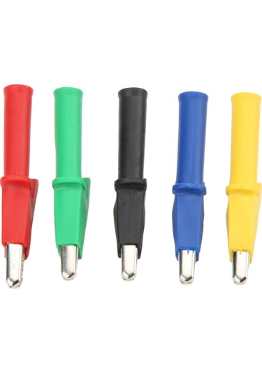 Yunboo 60049 Modeli Islak Muayene Klipsi, 10a Akım, 10mm Açılış, 4mm Muz Soketi, Pvc-ıslak, Mavi-kırmızı-siyah-sarı-yeşil Renkler, Elektrik Projeleri Ve Akü Testleri İçin