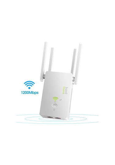 Xiyyadms Beyaz Ac1200m 2.4/5.8ghz Kablosuz Wifi Genişletici - Router/ap Modu, Dört Yüksek Kazanç Antenli, Sinyal Güçlendirici, Avrupa Standartı